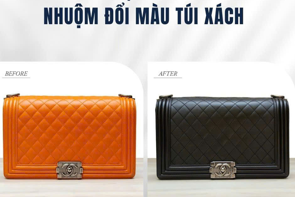Nhuộm đổi màu túi Chanel Boy, ảnh trước và sau