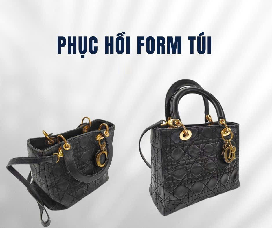 Phục hồi form túi Dior Lady, ảnh trước và sau