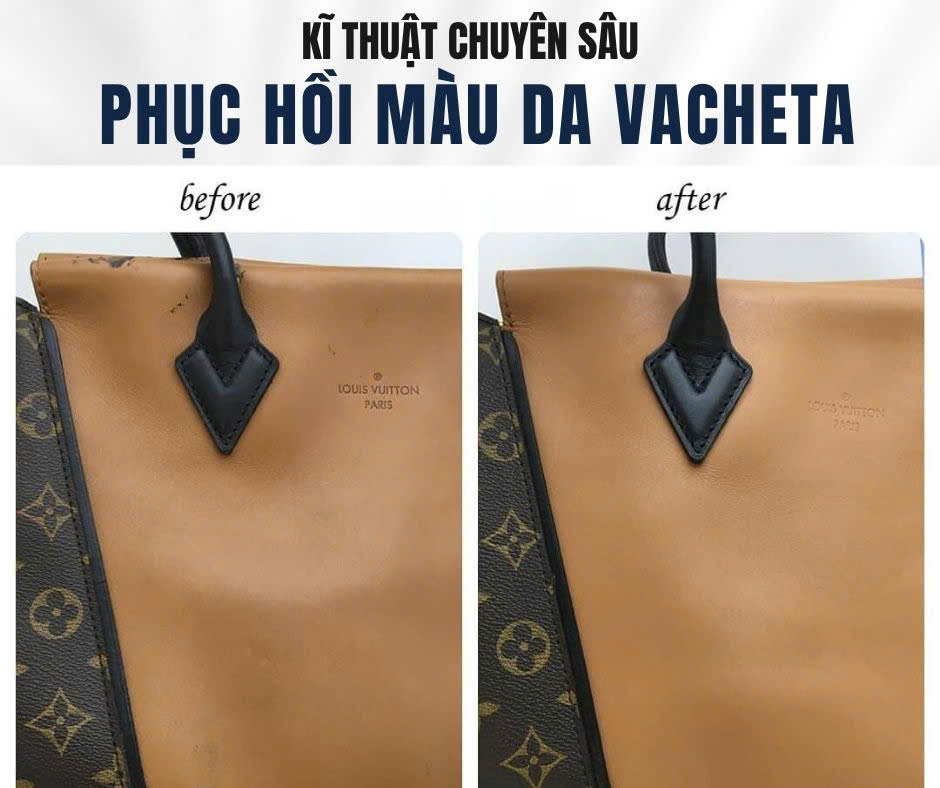 Phục hồi màu da vacheta Louis Vuitton, ảnh trước và sau