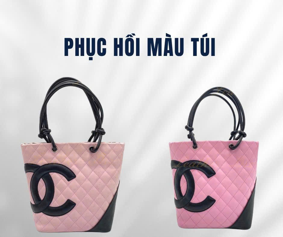 Phục hồi màu túi Chanel Cambon hồng, ảnh trước và sau