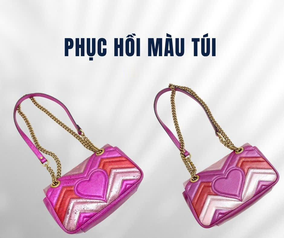 Phục hồi màu túi Gucci Marmont, ảnh trước và sau