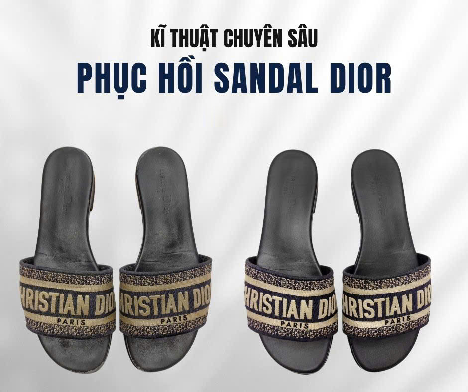 Phục hồi sandal Dior, ảnh trước và sau