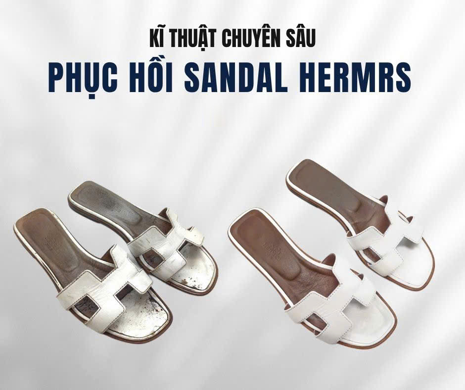 Phục hồi sandal Hermès, ảnh trước và sau