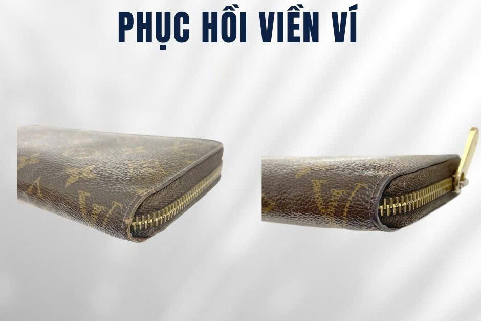 Phục hồi viền ví Louis Vuitton, ảnh trước và sau