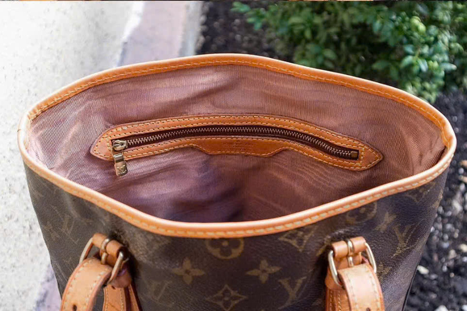 Thay lót trong túi Louis Vuitton Neverfull, ảnh trước và sau