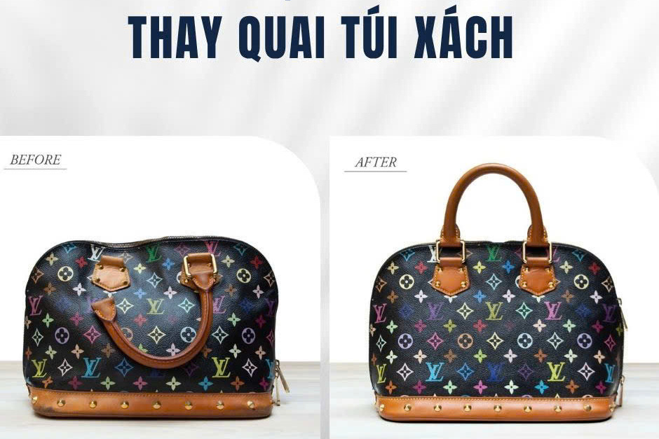 Thay quai túi xách Louis Vuitton Alma, ảnh trước và sau