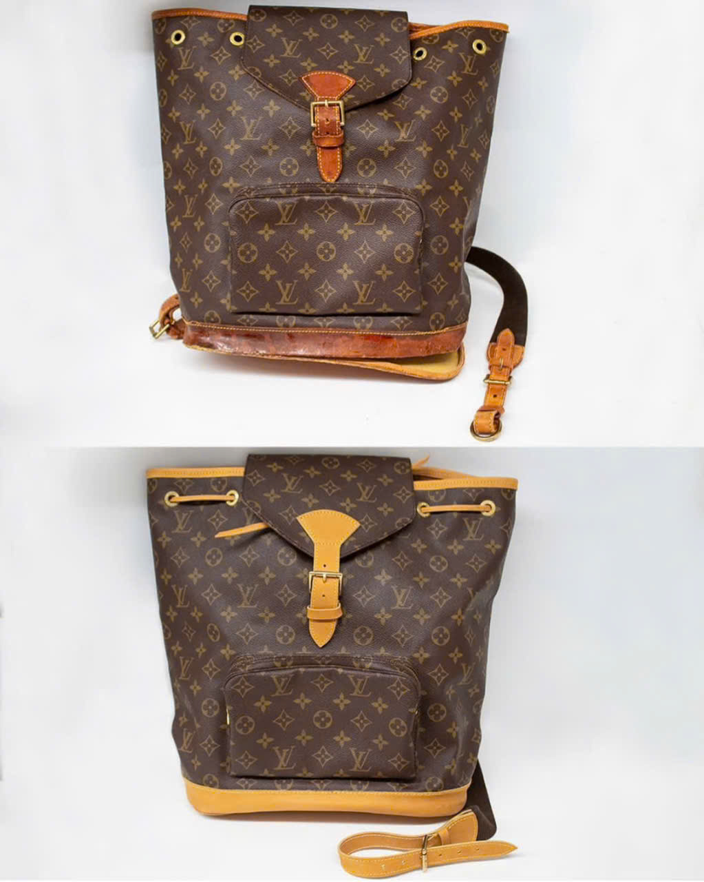 Vệ sinh balo Louis Vuitton Montsouris, ảnh trước và sau