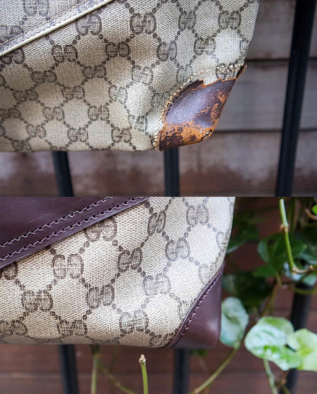 Vệ sinh túi Gucci GG Supreme, ảnh trước và sau