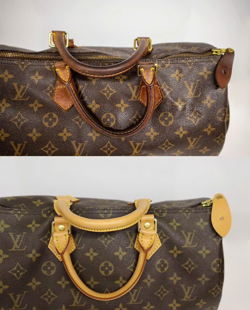 Vệ sinh túi Louis Vuitton Speedy, ảnh trước và sau